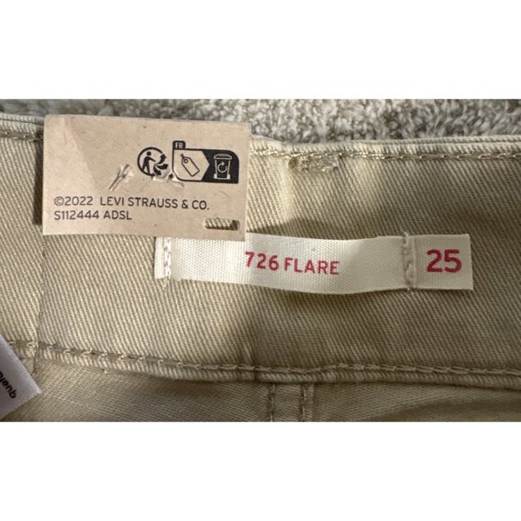 Levi Strauss 726 High Rise Flare Western Jeans Women's Size 25X30 Tan Khaki NEW - Picture 6 of 7